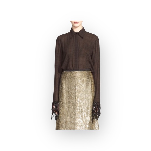 Luxury: Isa Arfen Ready To Wear ꧁ That 90'S Shirt Plaid Wool Sequins ꧂ Hot Choco - Picture 3 of 17